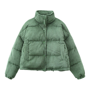 Corduroy puffer jacket for women