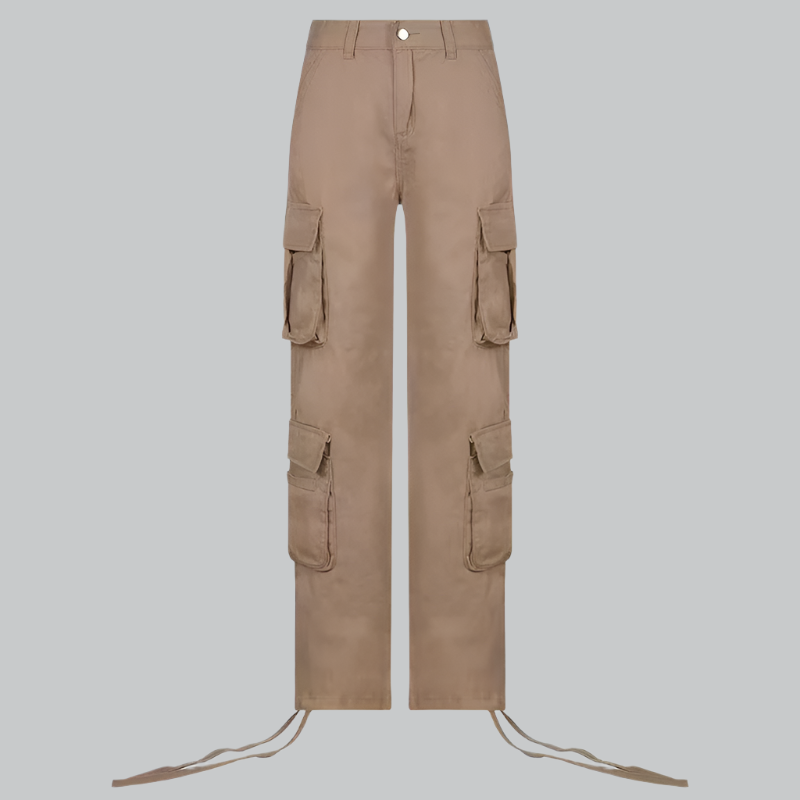 Multi-pocket vintage cargo pants for women