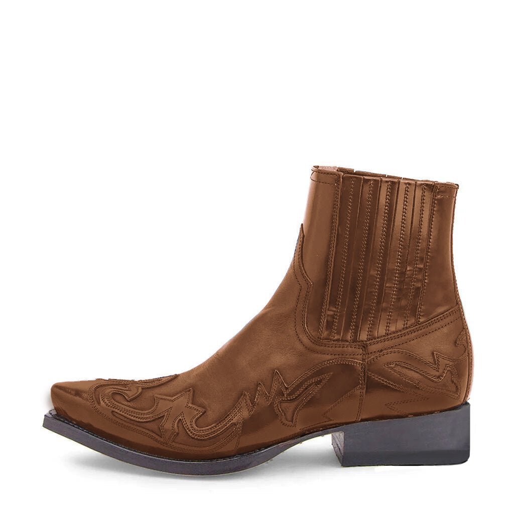 Leather western ankle boots for men