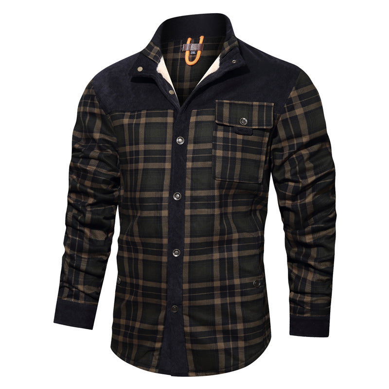 Men’s Flannel Jacket - Plaid Pattern - Button-Up - Warm Lined - Casual Outerwear