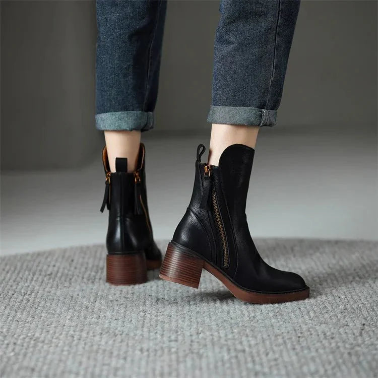 Block heel ankle boots for women