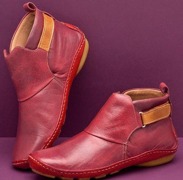 Retro velcro flat booties for women