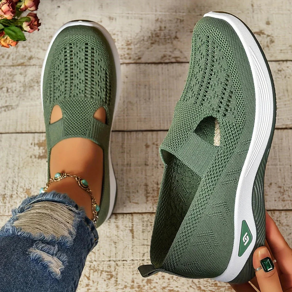 Breathable slip-on sneakers for men