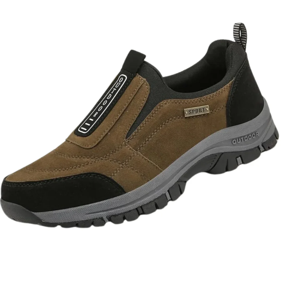 Men’s Hiking Shoes – Slip-On Design – Rugged Sole – Suede-Feel Upper – Supportive Fit