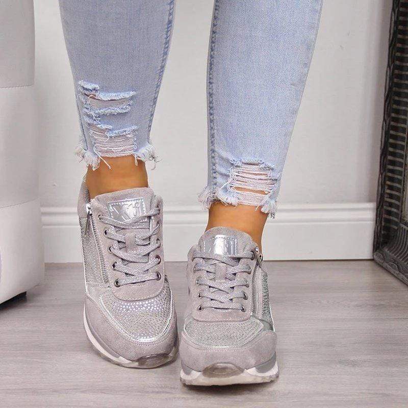 Women’s Sneakers - Cushioned Comfort - Supportive Fit - Side Zip Casual Wear