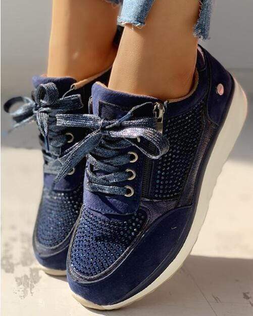 Sophia Suede Orthopedic Walking Shoes | Lace-Up Side Zipper Shoes