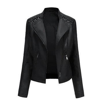 Leather full zip jacket for women