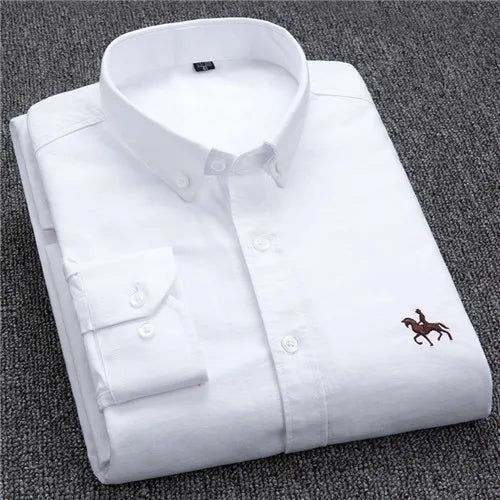 Men’s Button-Up Shirt – Classic Fit – Button-Down Collar – Embroidered Logo
