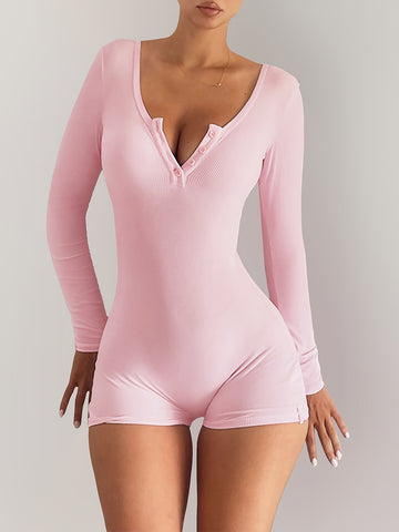 Stylish long sleeve skinny unitard for women