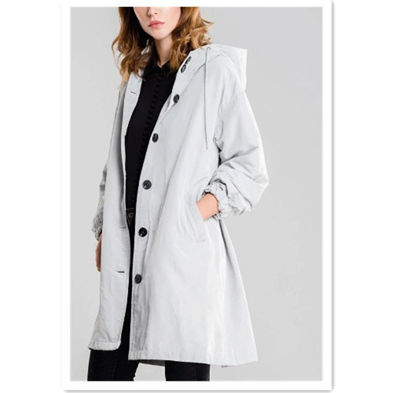 Button down hooded overcoat for women