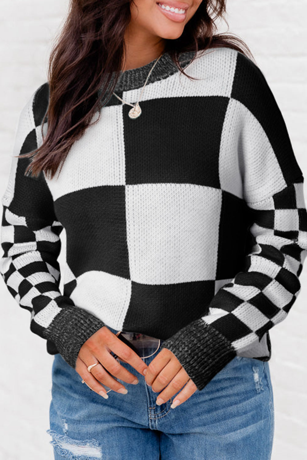 Plaid winter sweater for women