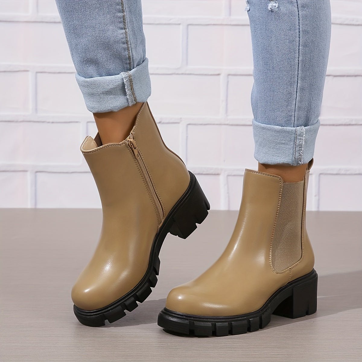 Chunky sole ankle boots for women