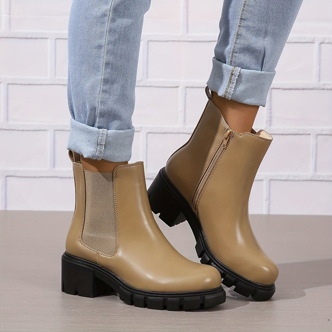 Chunky sole ankle boots for women