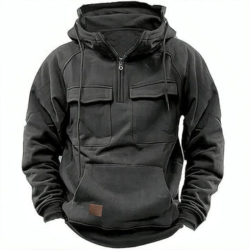 Men’s Hoodie – Relaxed Fit – Thick Insulating Fabric – Rugged Stitch Detail – Zip Neck
