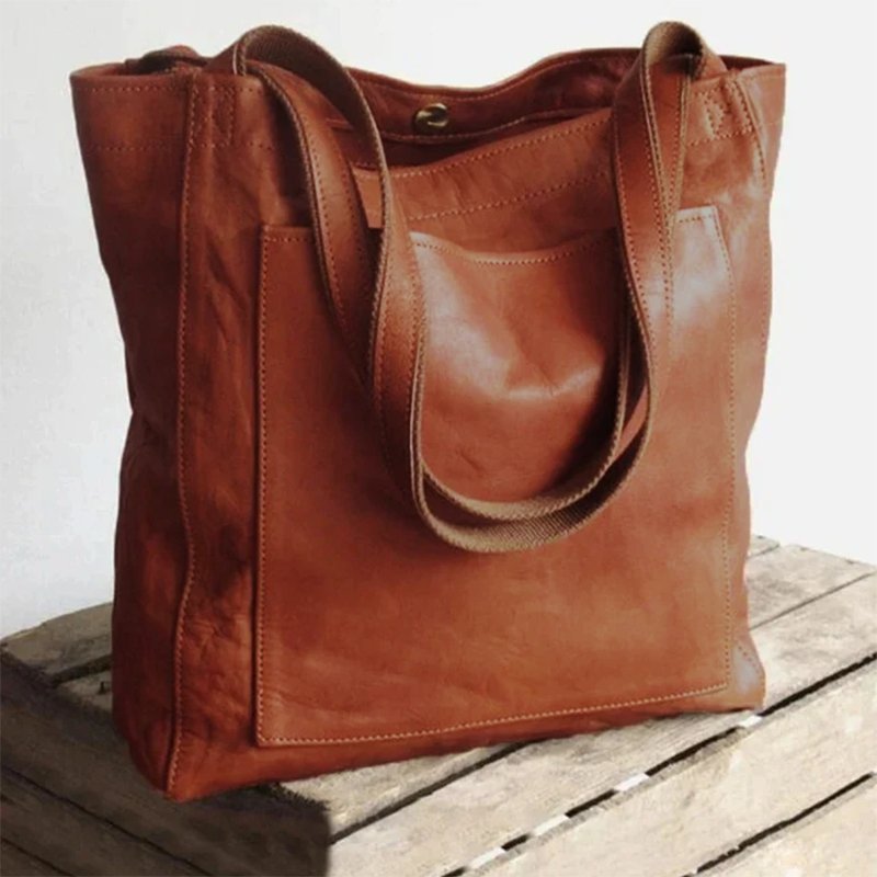 Retro waxed leather tote bag for women