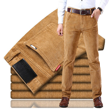 Flat front corduroy pants for men