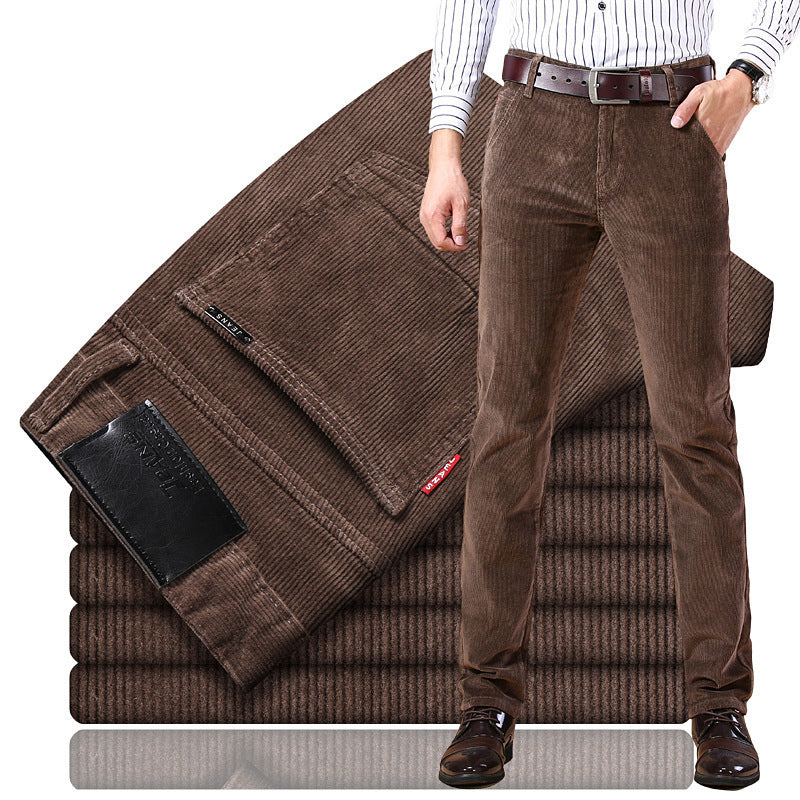 Flat front corduroy pants for men