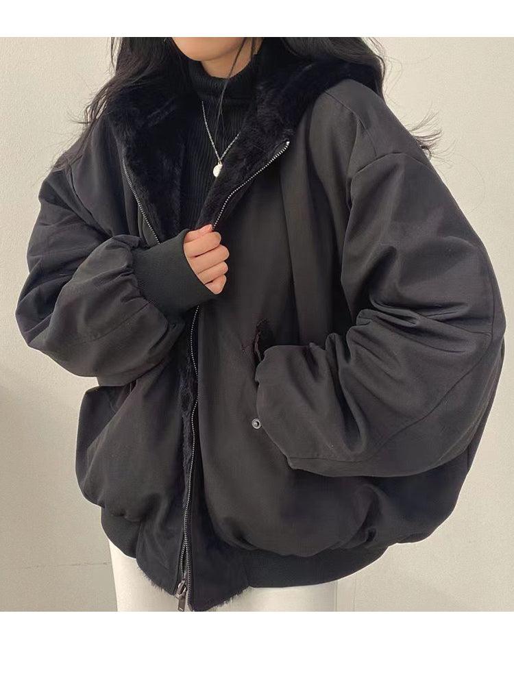 Cozy oversized bomber jacket for women