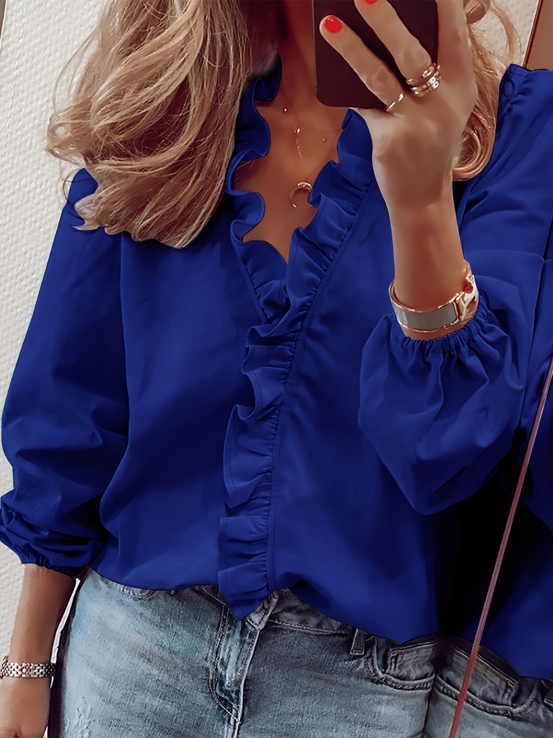 Ruffled long sleeve shirt for women