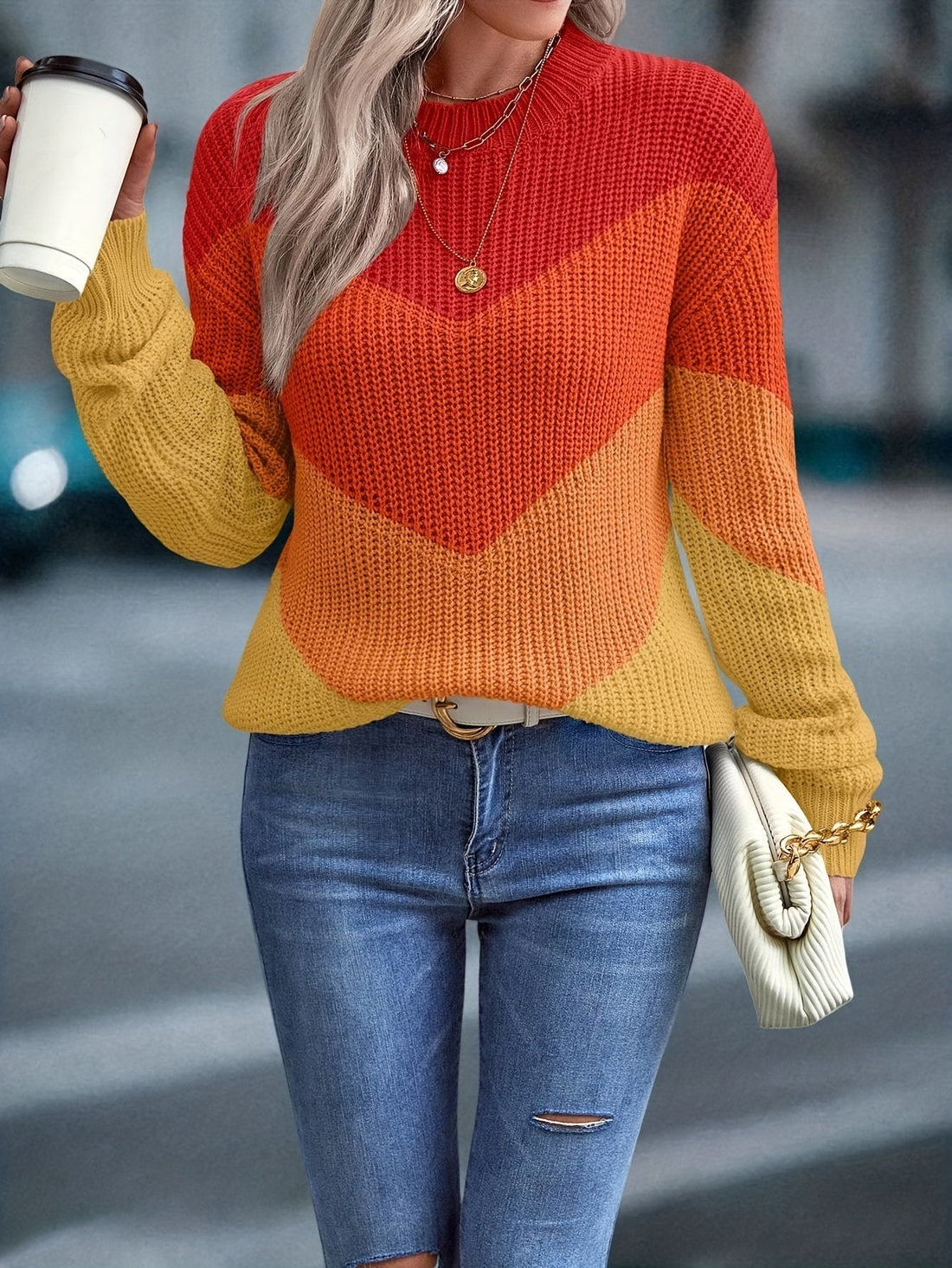 Chic & stylish crew neck sweater for women