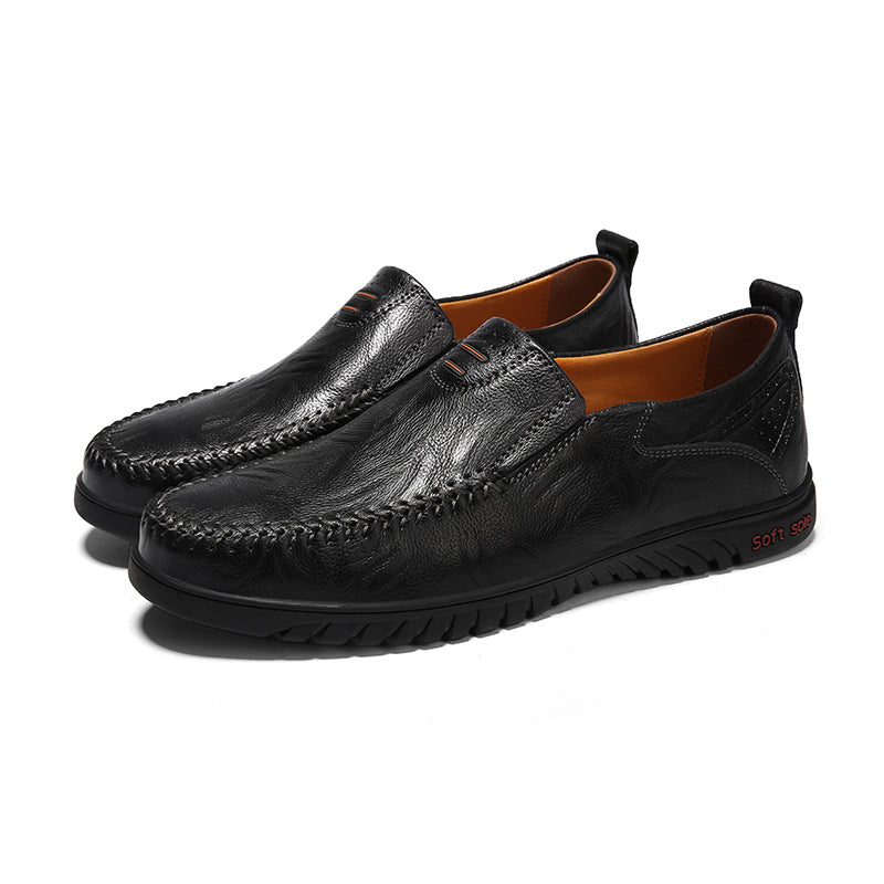 Slip on casual leather black shoes for men