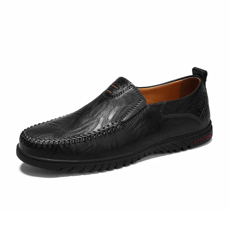 Slip on casual leather black shoes for men