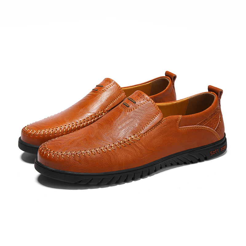 Leather slip-on  brown loafer shoes for men