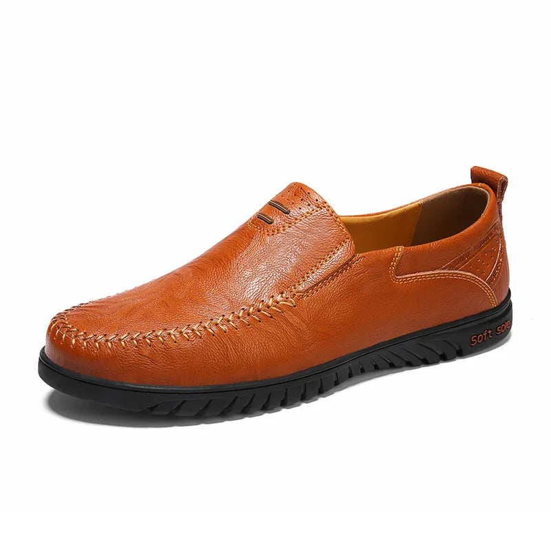 Leather slip-on  brown loafer shoes for men