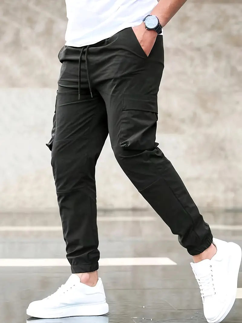 Drawstring cargo pants for men