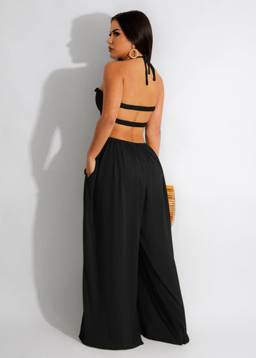 Chiffon wrapped chest jumpsuit for women