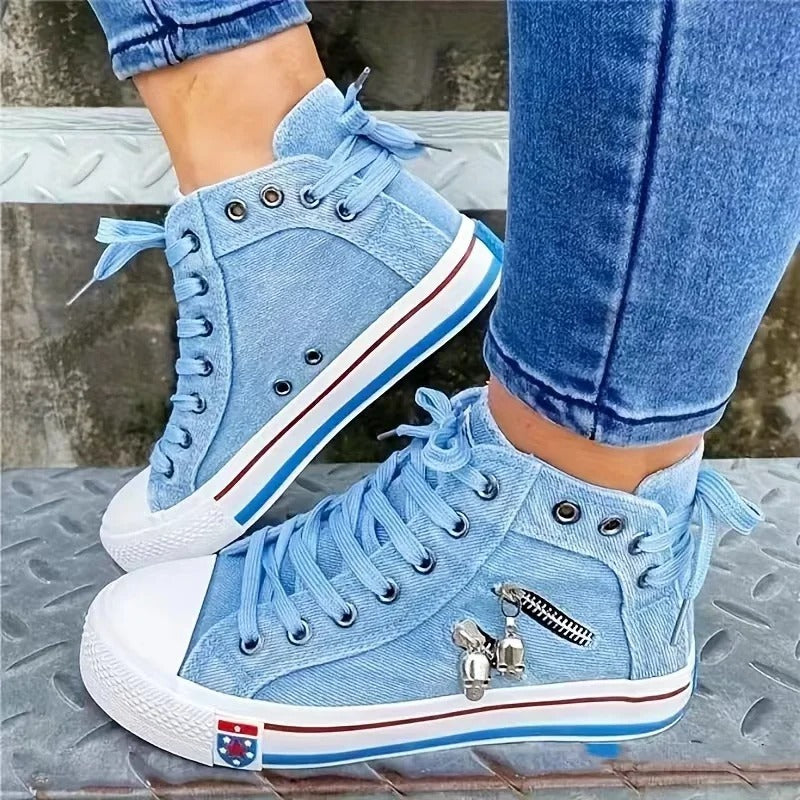 Lace-up zip sneaker shoes for women