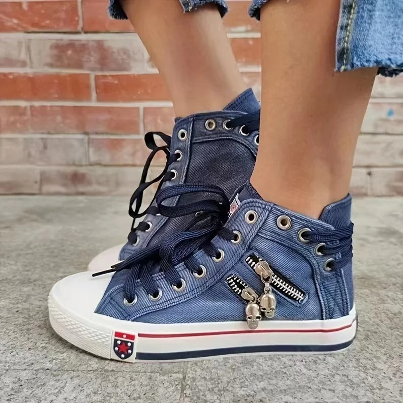 Lace-up zip sneaker shoes for women