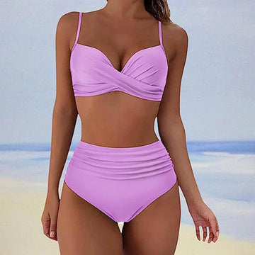 Criss cross top & highwaist bikini set for women