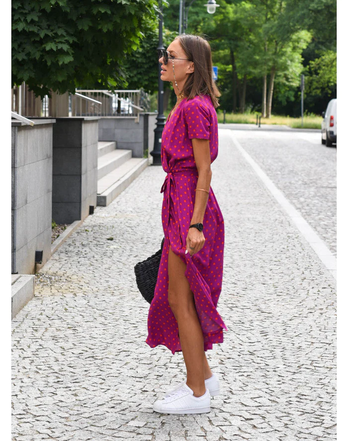 Women's Wrap Maxi Dress - V-Neck Short Sleeve - Flowy Lightweight Slit Design
