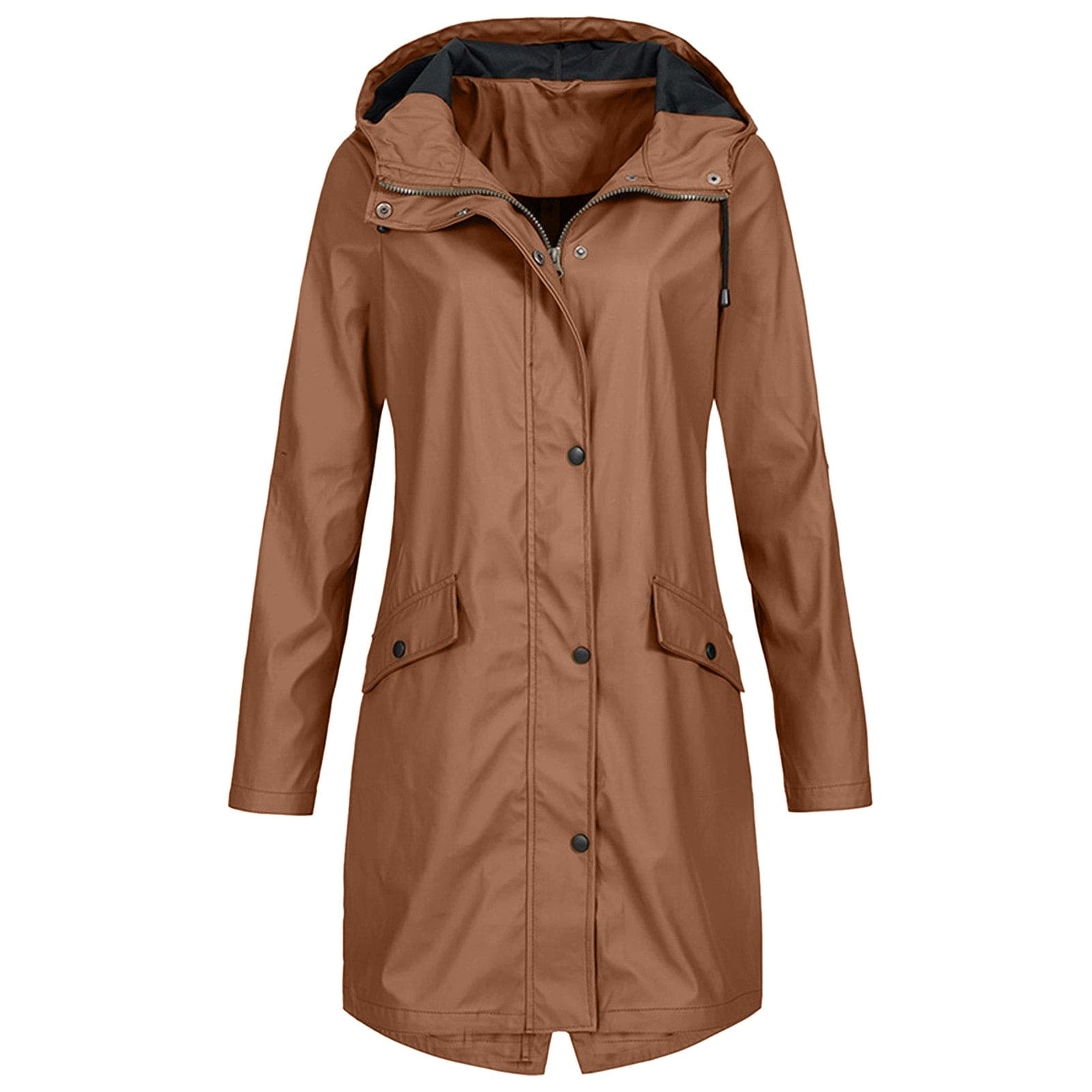 Windproof long raincoat for women