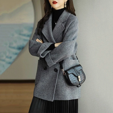Women’s Trench Coat – Slim Fit – Wool Blend – Double Breasted – Tailored Lapels
