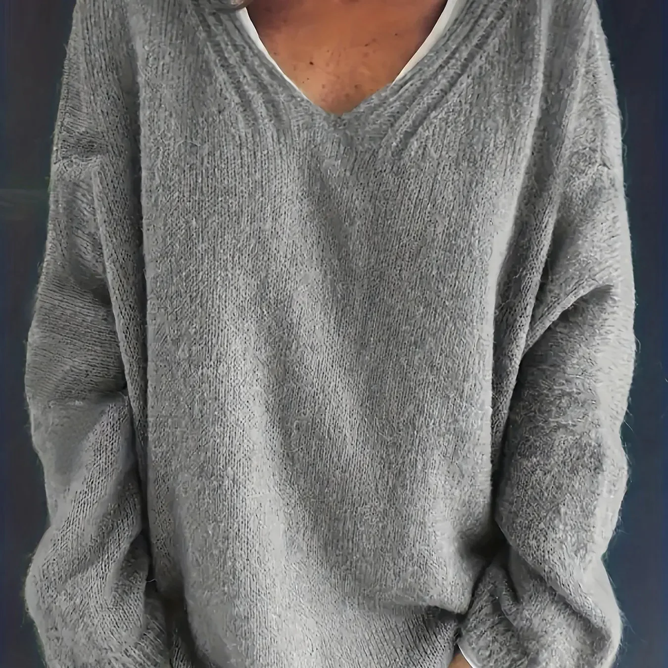 Women’s V-Neck Sweater – Soft Knit – Relaxed Fit – Ribbed Trim – Long Sleeve Casual