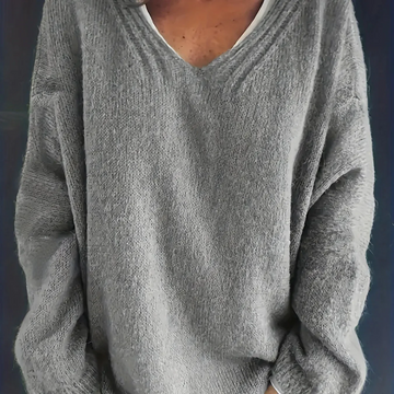 Women’s V-Neck Sweater – Soft Knit – Relaxed Fit – Ribbed Trim – Long Sleeve Casual