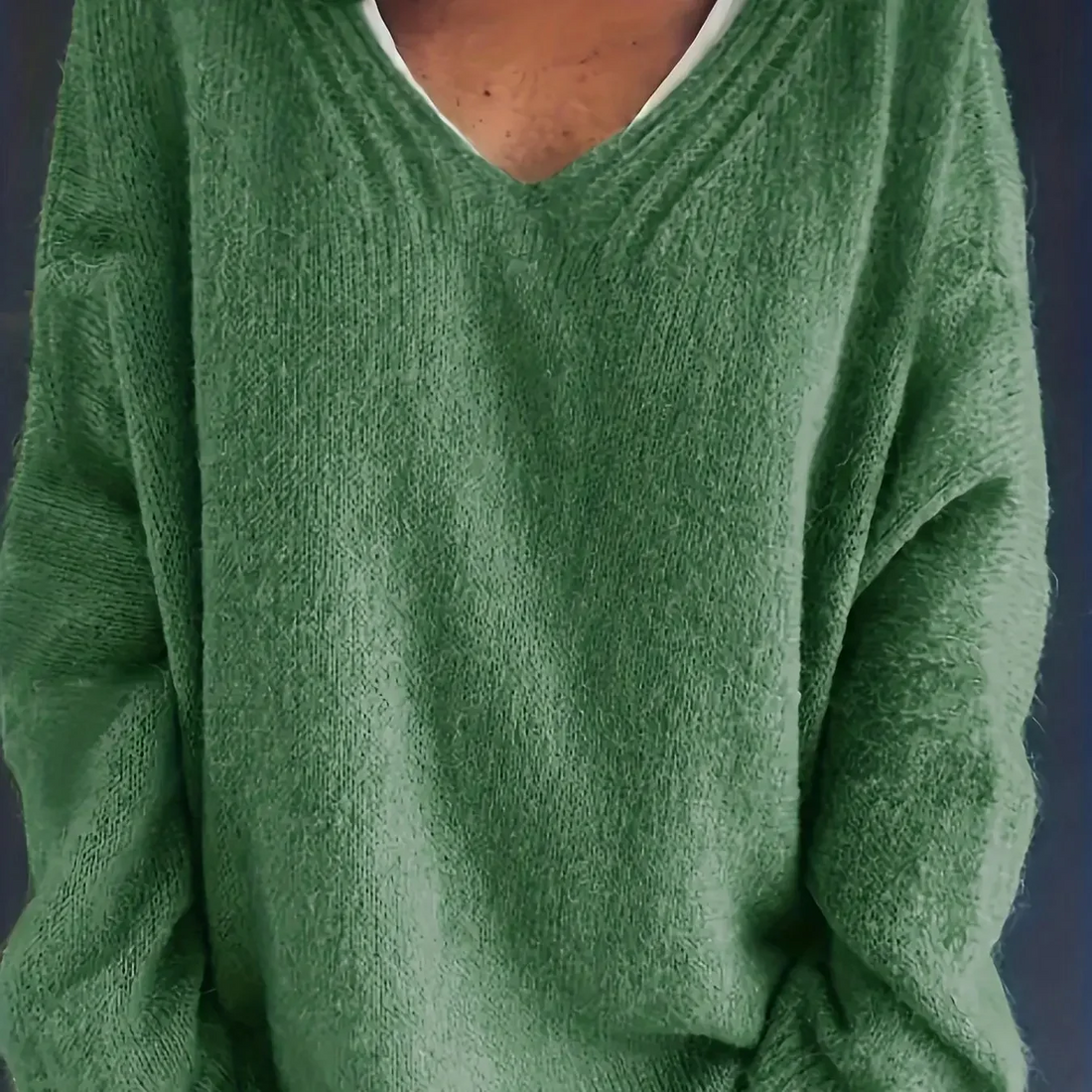 Women’s V-Neck Sweater – Soft Knit – Relaxed Fit – Ribbed Trim – Long Sleeve Casual