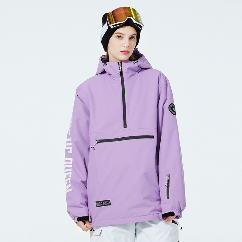 Women’s Ski Hoodie – Water-Resistant Windproof – Relaxed Fit – Half-Zip with Pocket