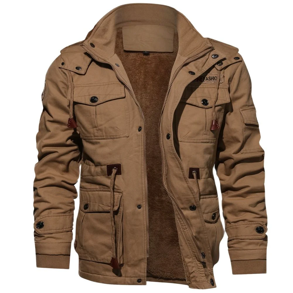 Men’s Bomber Jacket – Cotton Shell – Fleece Lined – Utility Pockets – Adjustable Waist