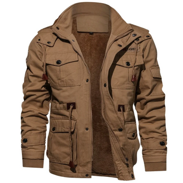 Men’s Bomber Jacket – Cotton Shell – Fleece Lined – Utility Pockets – Adjustable Waist