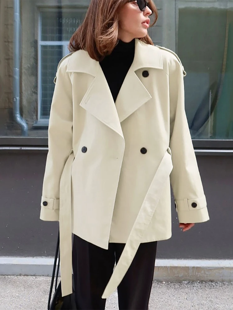 Women’s Cropped Jacket – Tailored Fit – Belted Waist – Lapel Collar – Epaulet Detail