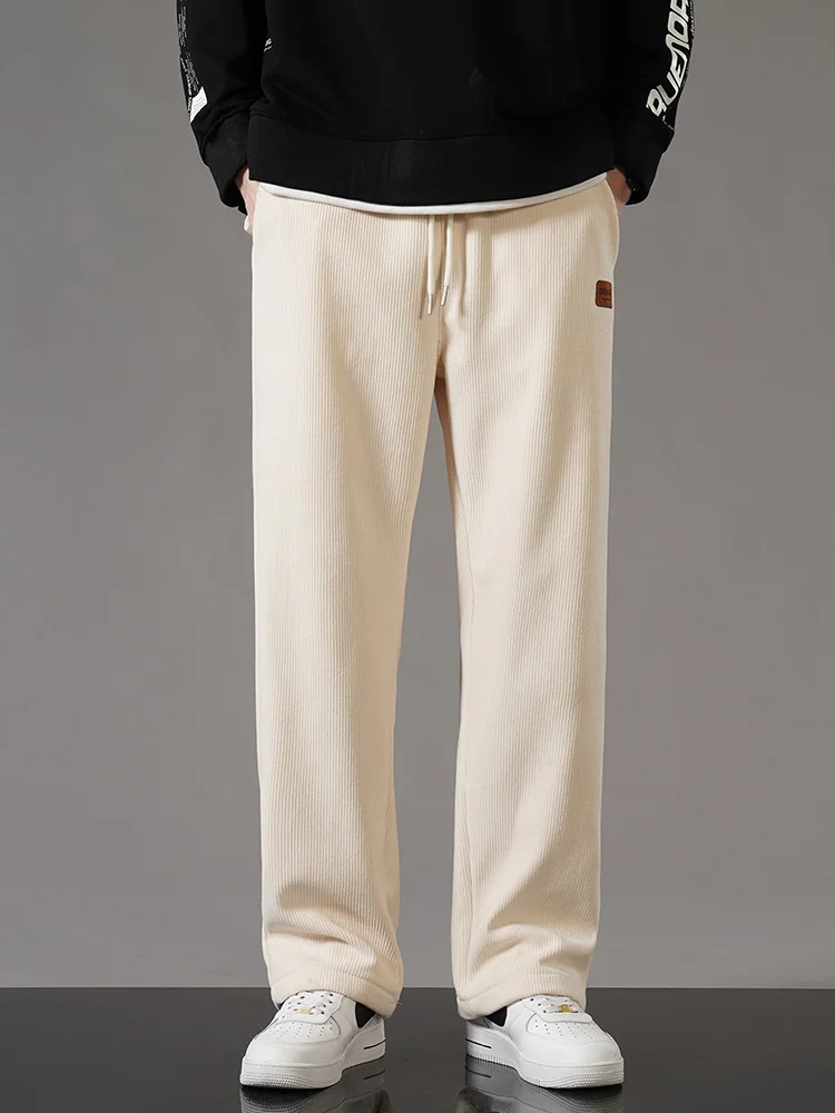 Men’s Jogger Pants – Corduroy Fleece Lined – Loose Fit – Adjustable Waist