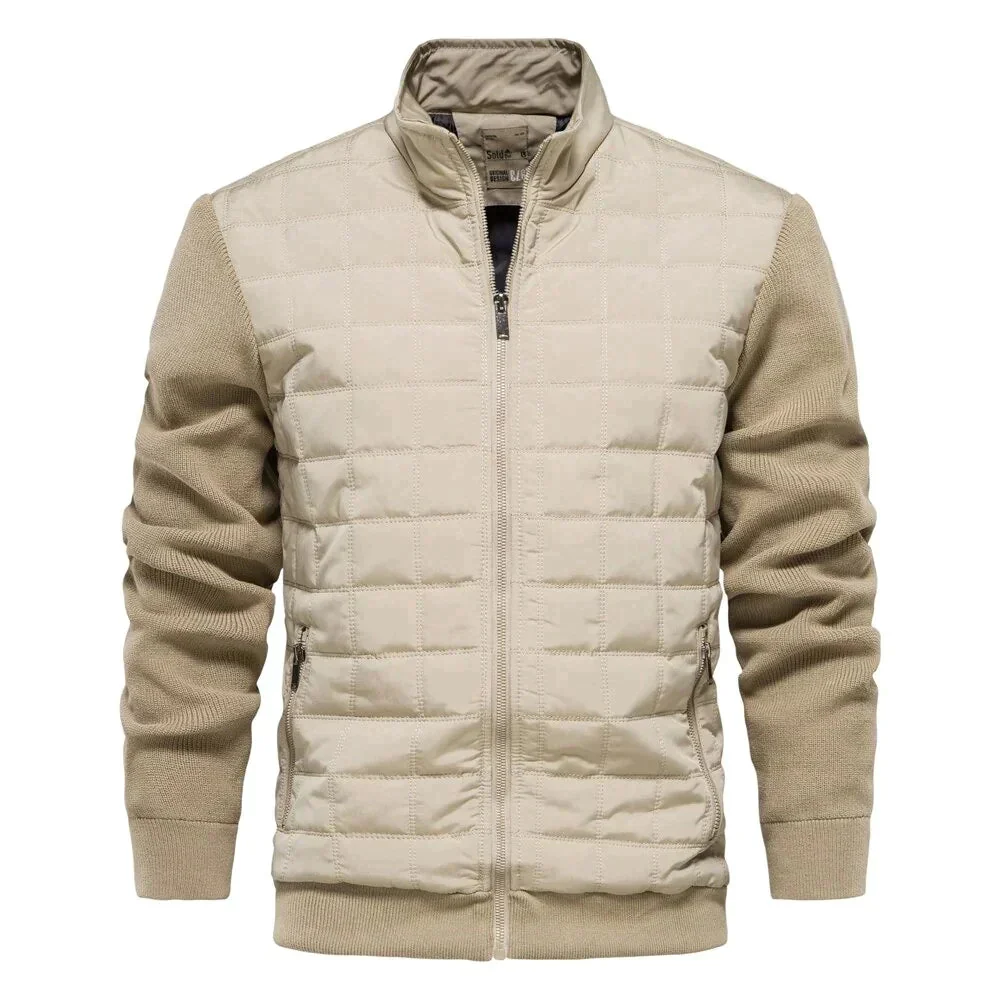 Men’s Bomber Jacket – Quilted Front – Knit Sleeves – Modern Fit – Zip Fastening