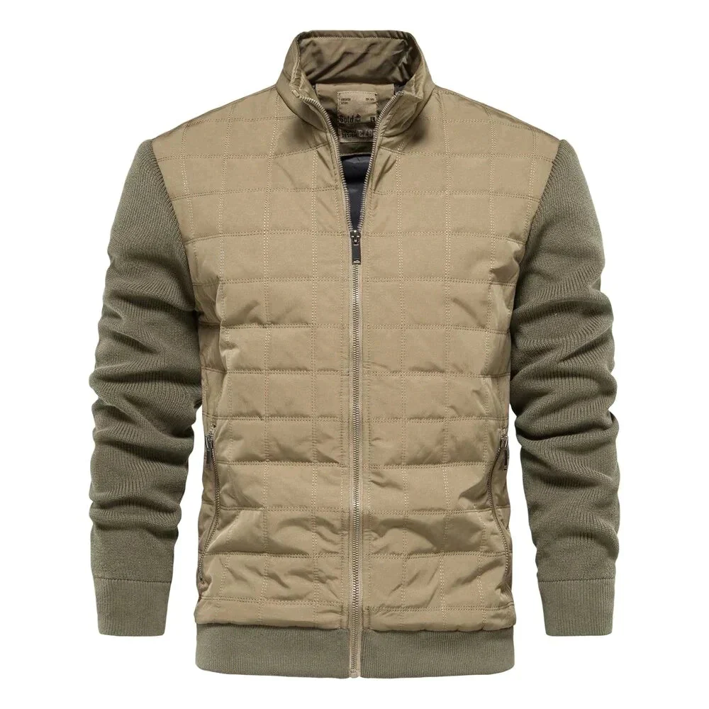 Men’s Bomber Jacket – Quilted Front – Knit Sleeves – Modern Fit – Zip Fastening