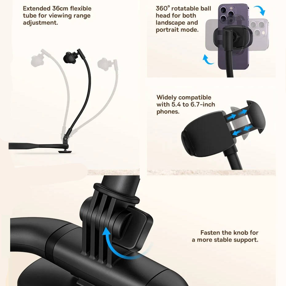 Minimalist Adjustable Flexible Neck-Mounted Phone Holder