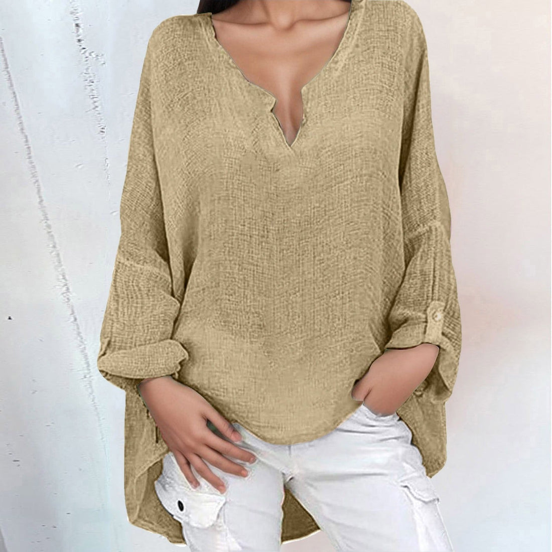 Lightweight Summer Blouse with Deep V-Neck | Breathable & Stylish Basics for Women
