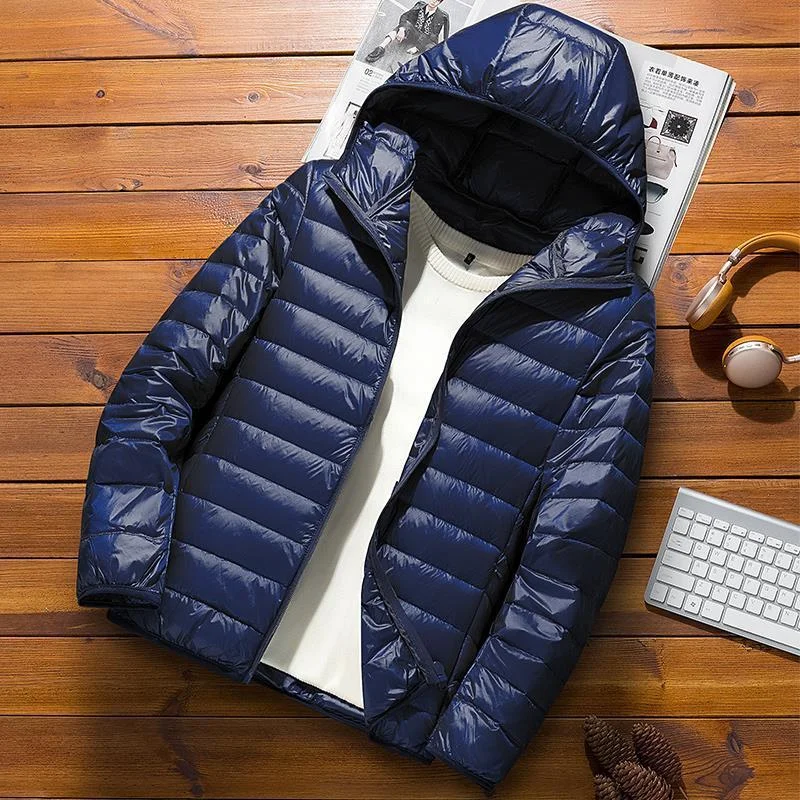 Men’s Puffer Jacket – Slim Fit – Quilted Insulated – Hooded Outerwear