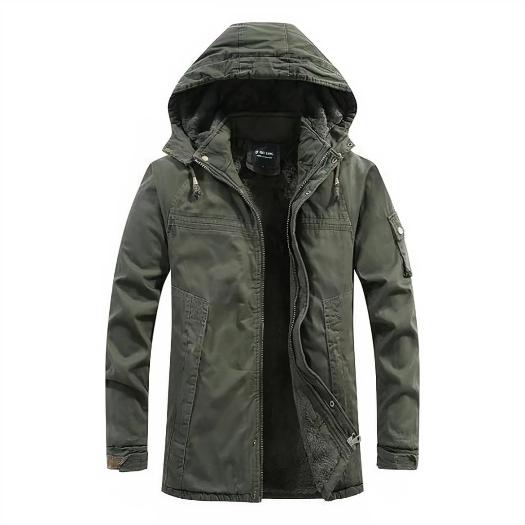 Men’s Hooded Jacket – Regular Fit – Fur Lining – Windproof – Multiple Pockets